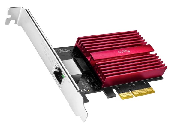 

Адаптер Cudy PE10G 10Gbps PCI Express, Marvell AQC113R, 10G/5G/2.5G/1000M/100M/10M Auto Adaptive, PCI express 3.0 x4,Wake-On-LAN，Flow Control, 8 traff, PE10G