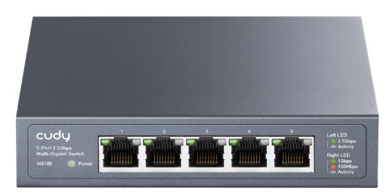

Коммутатор неуправляемый Cudy HS105 5-Port 2 5G Metal Switch 5-Port 2.5G Metal Switch, 5 10/100/1000M/2.5G RJ45 Ports, 802.3x flow control, 802.1p/DSC, HS105