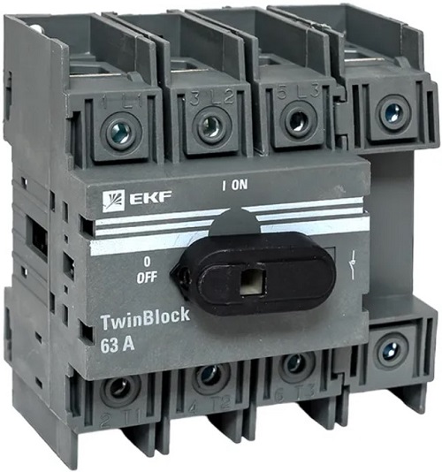 

Рубильник EKF tb-63-4p-f 63A 4P c рукояткой управления для прямой установки TwinBlock, tb-63-4p-f