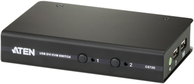 

Переключатель KVM Aten CS72D-AT switch, электрон, DVI-D+KBD+MOUSE+AUDIO, 1> 2 блока/порта/port USB, спец.шнуром USB 1.2м, CS72D-AT