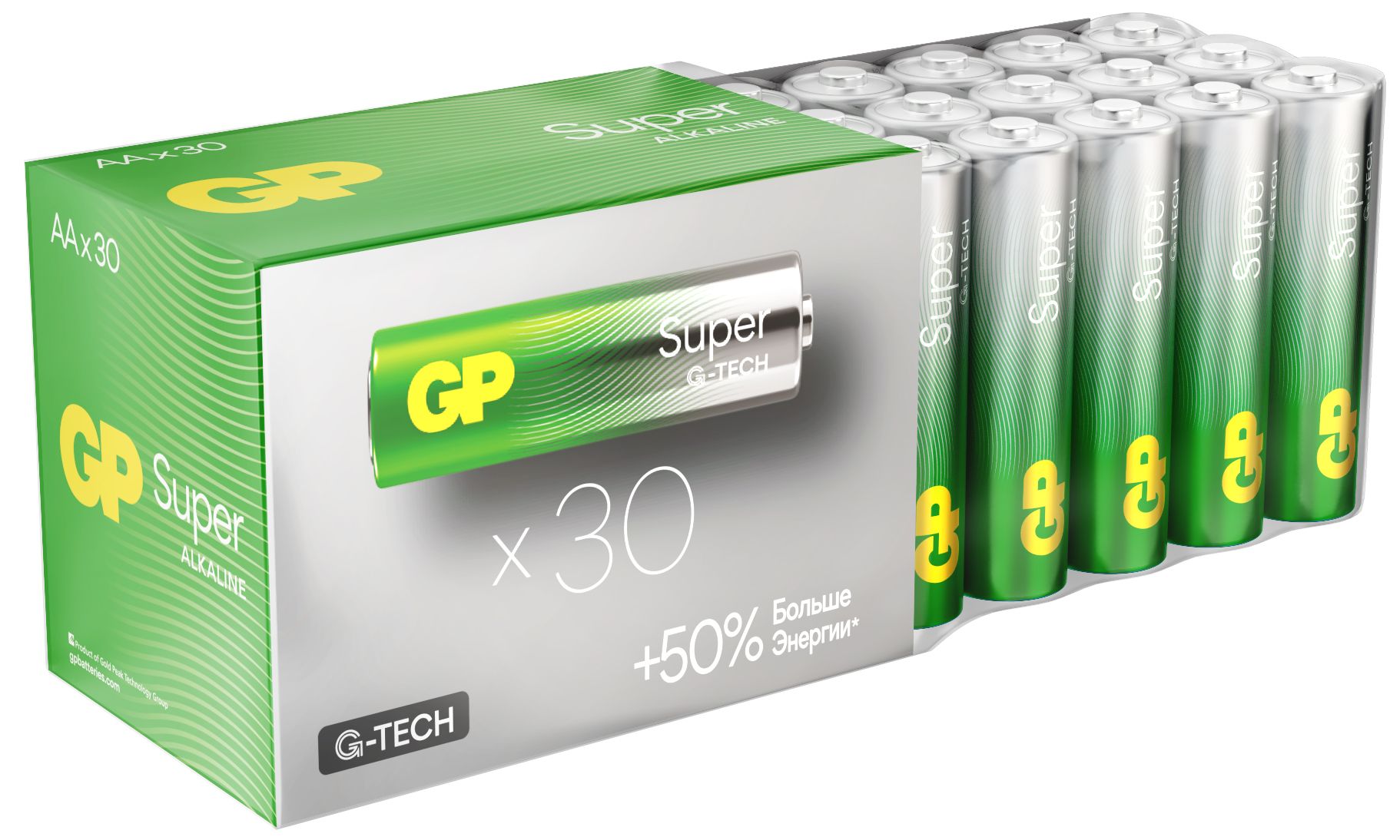 

Батарейка GP Super Alkaline 15A LR6 15A-B30 1.5V, 30шт, size AA, Super Alkaline 15A LR6