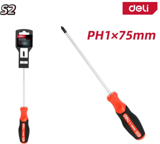 Изображение товара Профессиональная отвертка Deli DL3456 PH1x75мм