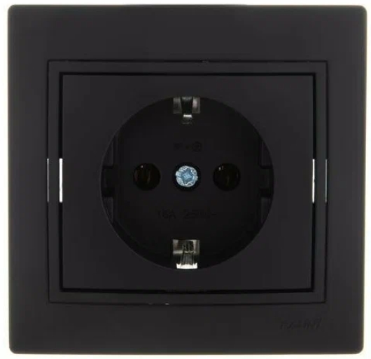 

Розетка Lezard 701-4242-122 Mira 1-м СП с заземл. керамика черн. бархат, 701-4242-122