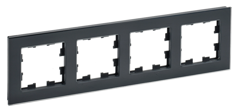 

Рамка четверная IEK BR-M42-G-K02 BRITE РУ-4-2-БрЧ Стекло Черный, BR-M42-G-K02