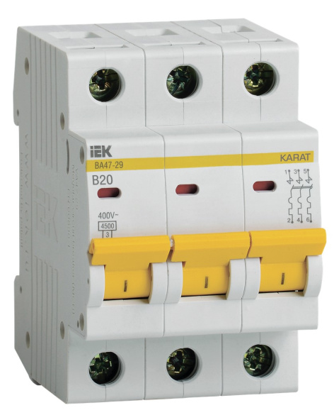 Изображение товара Автоматический выключатель IEK MVA20-3-020-B для защиты цепей 400 В