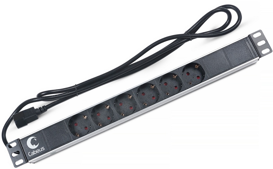 фото Блок розеток 19", 6 розеток  Cabeus PDU-6P-2IEC