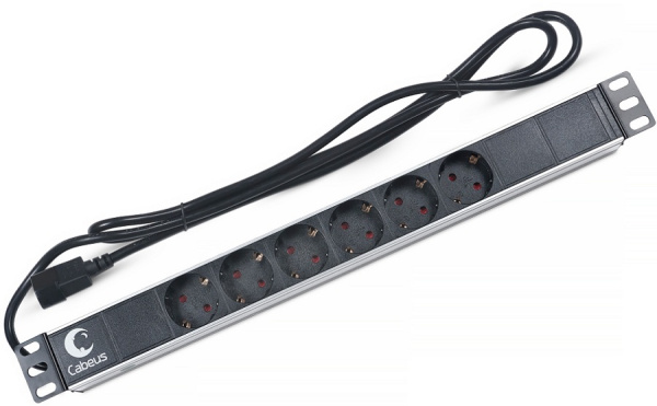 Изображение товара Блок розеток Cabeus PDU-6P-2IEC для телекоммуникационных шкафов