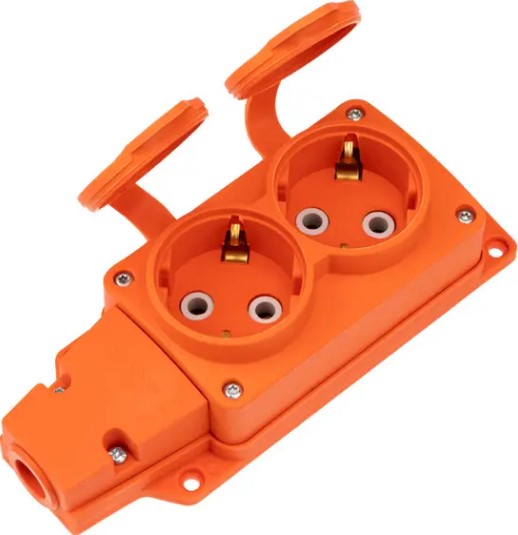 

Розетка кабельная Rexant 111-226 влагозащищенная с крышкой 2 гнезда COMPACT, с/з, 16А, IP54, каучук, оранжевая, 111-226