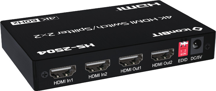

Коммутатор IconBit HS-2504 усилитель распределитель HDMI 2х2, поддержка 4K60, HS-2504