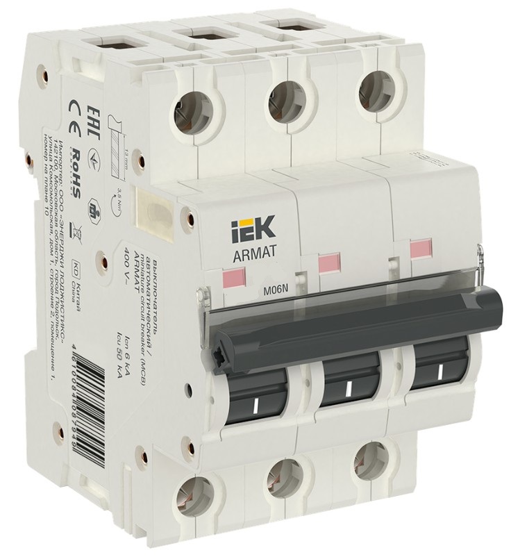 

Автоматический выключатель IEK AR-M06N-3-B002 ARMAT M06N 3P B 2А, AR-M06N-3-B002
