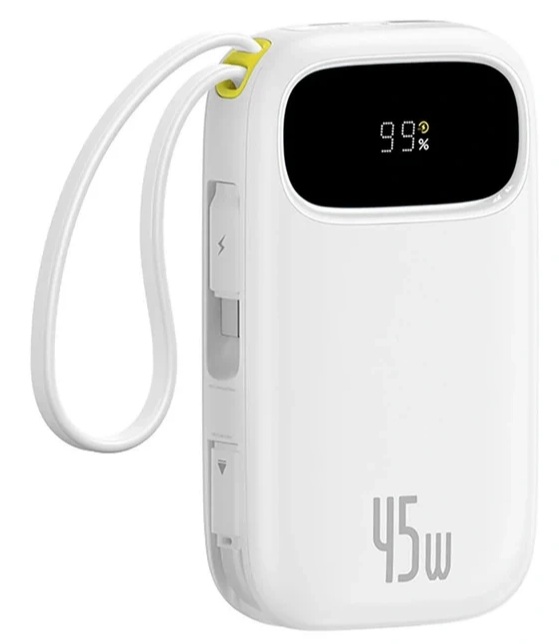 

Аккумулятор внешний Baseus EnerFill FC31 Qpow 3 E0028D01 Digital Display, кабели USB-C+iP, 20000mAh 45W, Moon White, EnerFill FC31 Qpow 3