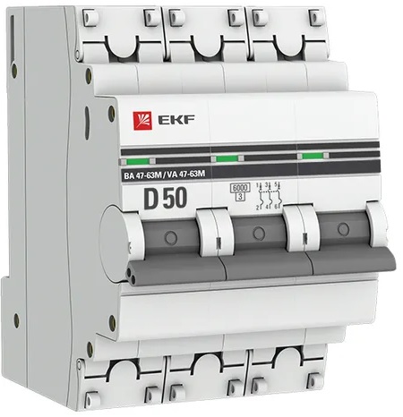 

Автоматический выключатель EKF mcb4763m-6-3-50D-pro 3P 50А (D) 6кА ВА 47-63M без теплового расцепителя PROxima, mcb4763m-6-3-50D-pro