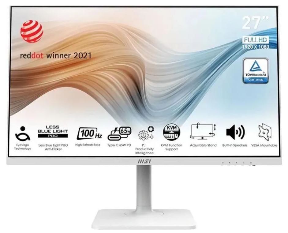 

Монитор 27" MSI Modern MD272XPW 9S6-3PB19H-099 1920x1080, 16:9, IPS, 100Hz, 1ms, 300cd, 178гр/178гр HAS, Pivot, HDMI, DP, USB, белый, Modern MD272XPW