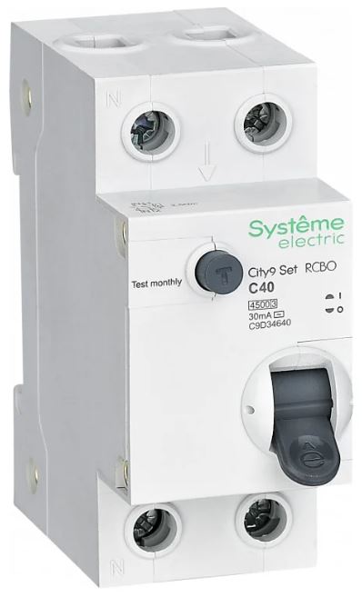 

Автомат дифференциальный Systeme Electric C9D34640 City9 Set 1P+N С 40А 4.5kA 30мА Тип-AС 230В, C9D34640