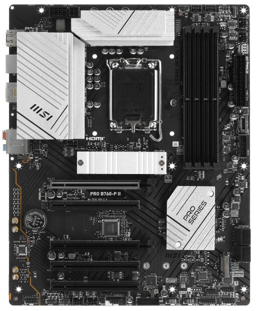 

Материнская плата ATX MSI PRO B760-P II (LGA1700, B760, 4*DDR5, 5*PCIe, 2*M.2, 6*USB 3.2, 6*USB 2.0, 4*SATA, DP, HDMI), PRO B760-P II
