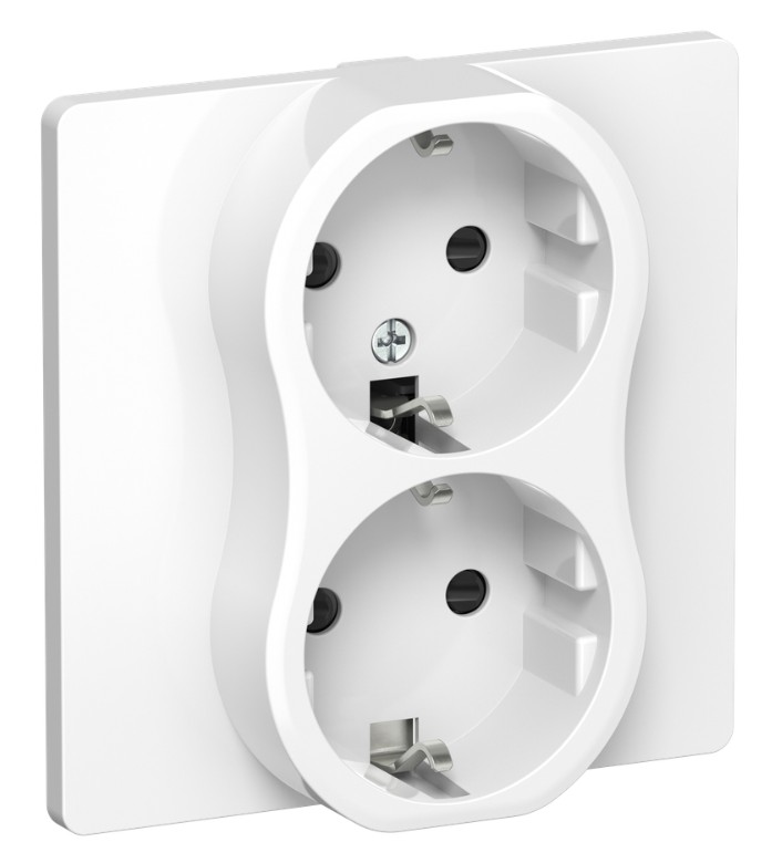 

Розетка двухместная с заземлением IEK FI-R24C-16-1-K01 FLITE с защитными шторками безвинтовое крепление 16А РСш12-1-К-ФлБ белый, FI-R24C-16-1-K01