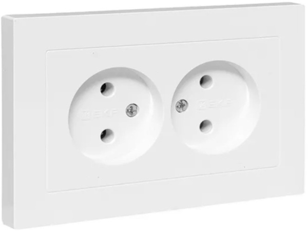 Изображение товара Розетка двухместная без заземления в сборе EKF UP1-SOW-200