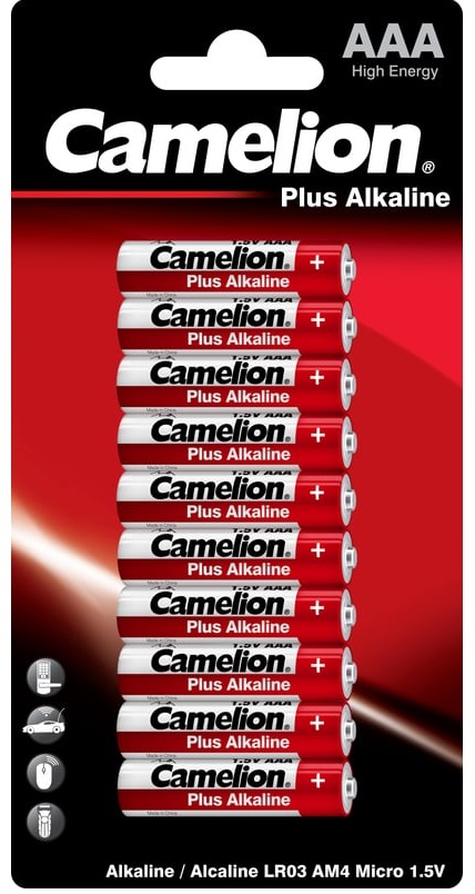 

Батарейка Camelion Plus Alkaline LR03 BL-10 CAMELION 14853 (мизинчиковая батарейка ААА 1.5В) (упак. 10 шт.), Plus Alkaline LR03 BL-10