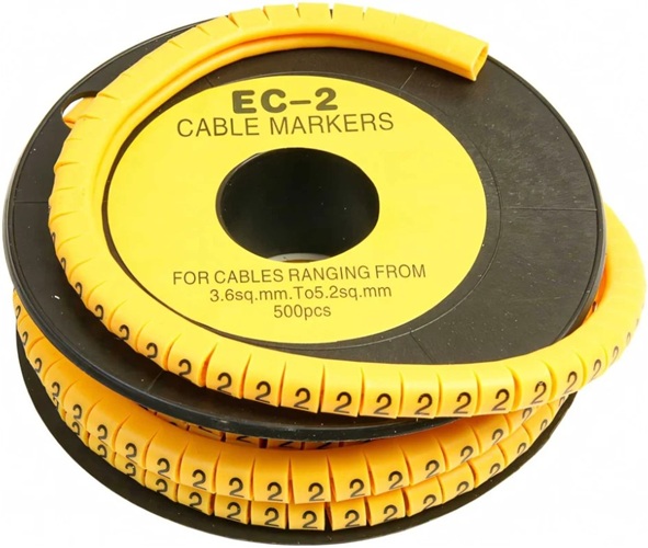 

Маркер на кабель Cabeus EC-2-2 д.7.4мм, цифра 2, EC-2-2