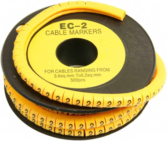 Изображение товара Кабельный маркер Cabeus EC-2-2 для кабелей 7.4 мм символ цифра 2 рулон