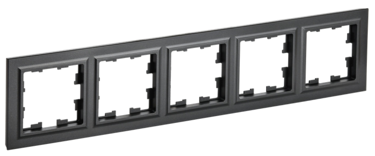 

Рамка пятерная IEK BR-M52-K02 BRITE РУ-5-БрЧ Черный, BR-M52-K02