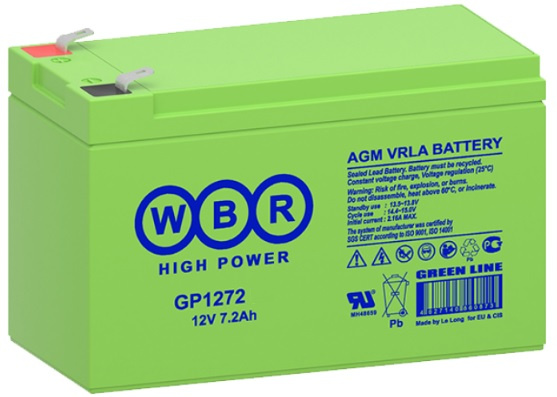 Изображение товара Аккумулятор WBR GP1272 12 В 7.2 Ач AGM герметизированный