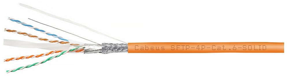 

Кабель витая пара S/FTP 6 кат. 4 пары Cabeus SFTP-4P-Cat.6-SOLID-LSZH 23AWG(0.57 мм), медь, одножильный (solid), внутренний, LSZH, нг(A)-HF, оранжевый, SFTP-4P-Cat.6-SOLID-LSZH