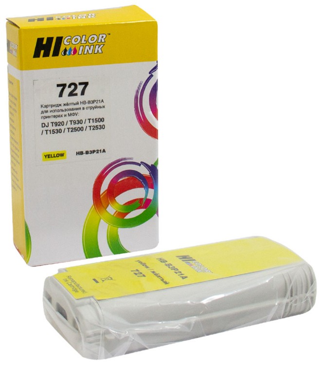 

Картридж Hi-Black B3P21A 1005403 для HP DJ T920/T1500, Yellow, №727, 130 мл, B3P21A
