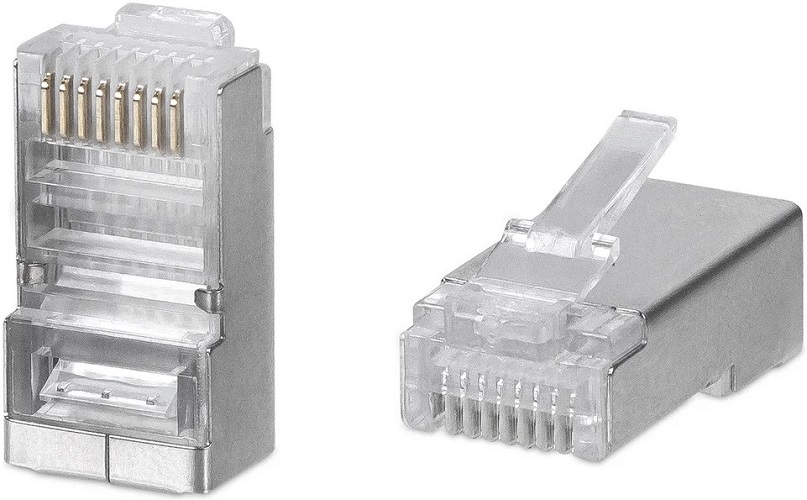 

Коннектор Cabeus 8P8C-SH RJ-45 под витую пару, категория 5e, экранированный, универсальный (для одножильного и многожильного кабеля), 8P8C-SH