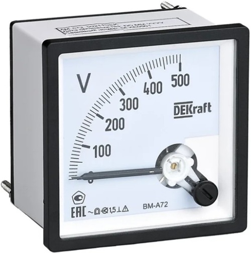 

Вольтметр DEKraft 50242DEK ан-вый шкала 300В AC 72х72мм КТ 1,5, 50242DEK