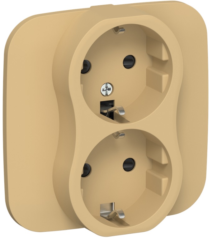 

Розетка двухместная с заземлением IEK FI-R24A-16-1-K89 FLITE с защитными шторками безвинтовое крепление 16А РСш12-1-А-ФлШм шамуа, FI-R24A-16-1-K89