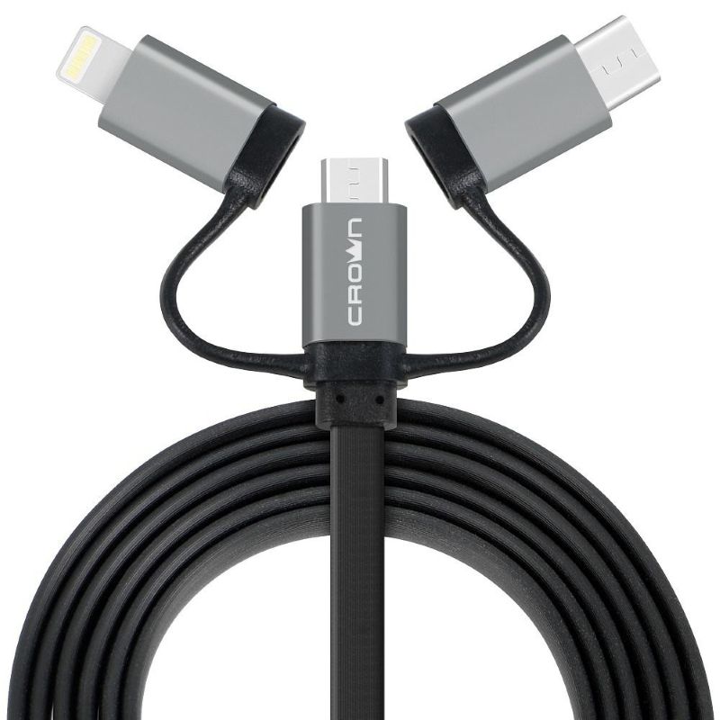 

Кабель Crown CMCU-3182 CM000002150 USB - microUSB/USB Type-C/Lightning black, CMCU-3182
