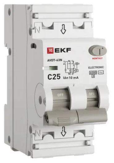 Изображение товара Автомат EKF D63N26E25C10 для защиты цепей 230 В 25 А 2 полюса