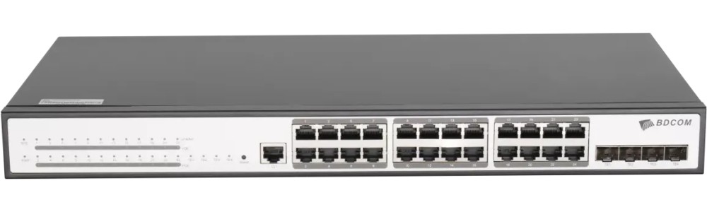 

Коммутатор управляемый BDCom S2900-24P4X PoE, L3, 24x 10/100/1000Base-T PoE 802.3af/at до 370W, 4x 1/10GE SFP+, 220VAC, S2900-24P4X