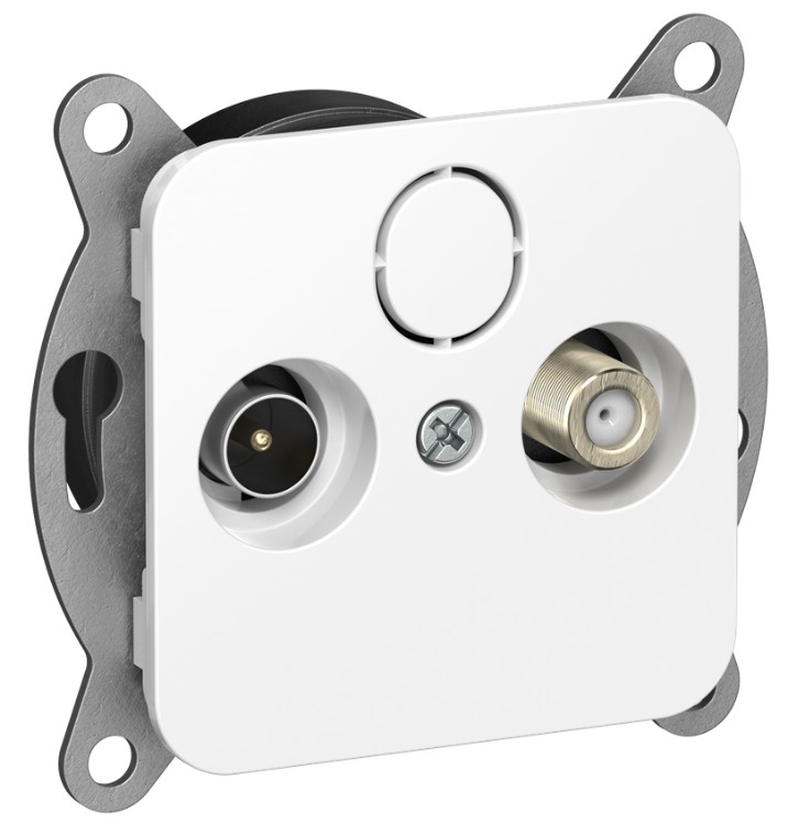 

Розетка телевизионная оконечная IEK FI-AF23-O-K01 FLITE TV+SAT экранированная РТВс-2-1-1-ФлБ белый, FI-AF23-O-K01