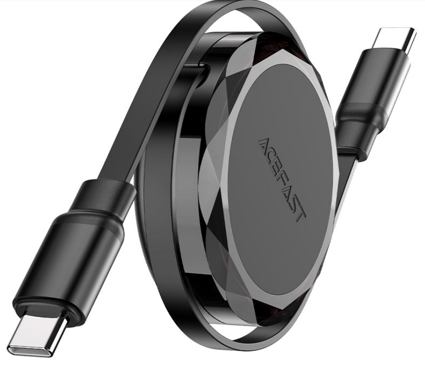 

Кабель ACEFAST C13-03 выдвижной зарядный и для передачи данных USB-C - USB-C 60W Retractable Charging Data Cable. Цвет: черный, C13-03