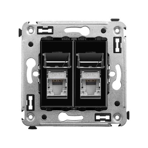 

Розетка DKC 4402364 в стену, RJ-45, кат.5e, двойная, экранированная, "Чёрный квадрат", "Avanti", 4402364