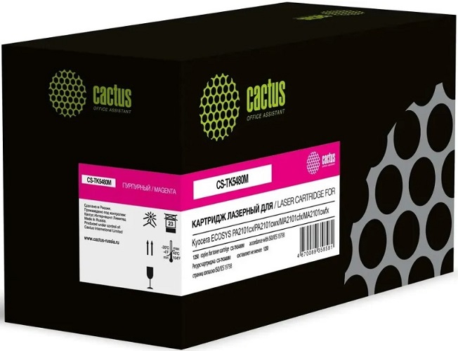 

Картридж Cactus CS-TK5480M пурпурный (1250стр.) для KYOCERA ECOSYS PA2101CX/PA2101CWX/MA2101CFX/MA2101CWFX С ЧИПОМ, CS-TK5480M
