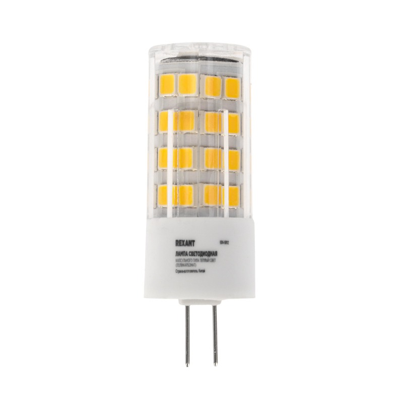 

Лампа светодиодная Rexant 604-5012 капсульного типа JD-CORN G4 230В 5,5Вт 2700K теплый свет (поликарбонат), 604-5012