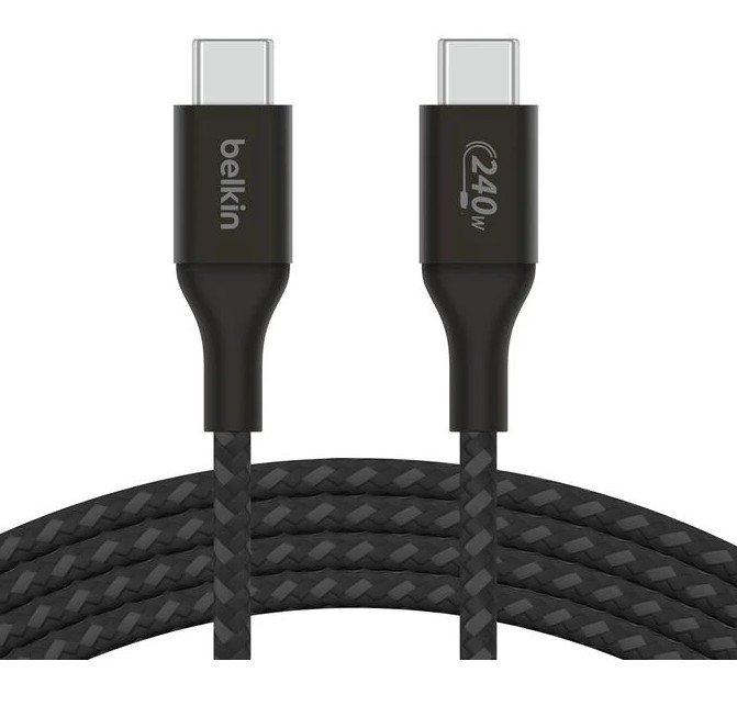 

Кабель Belkin CAB015bt2MBK 240W USB-C to USB-C Braided Cable. Длина: 2м. Цвет: черный, CAB015bt2MBK