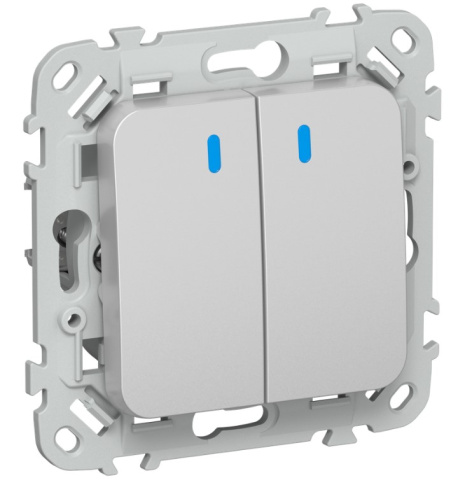 Изображение товара Выключатель двухклавишный с подсветкой IEK FI-V20-1-10-1-K47