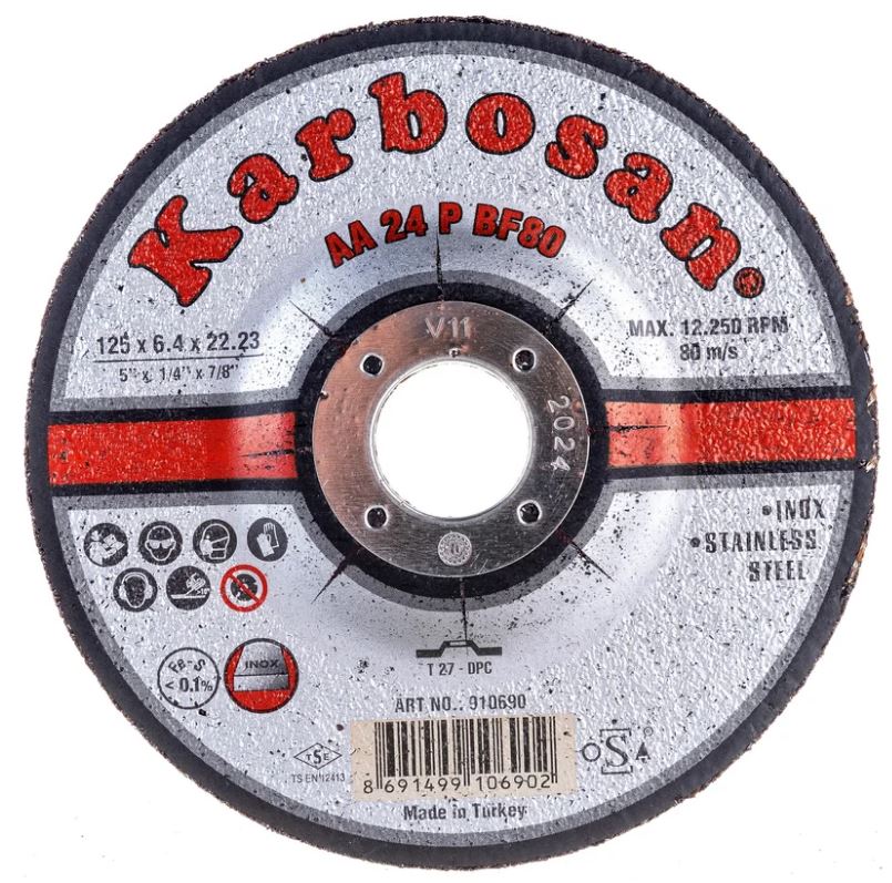 

Диск шлифовальный ООО САМ KAR-910690 Karbosan по нержавеющей стали 125х6,4х22 INOX, KAR-910690