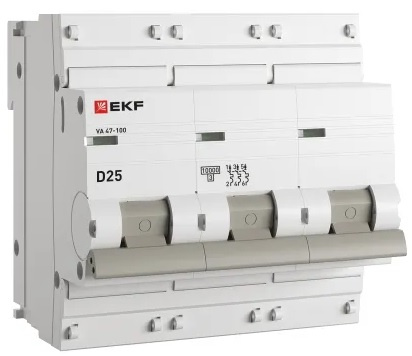 Изображение товара Автоматический выключатель EKF mcb47100-3-25D-pro 25А IP20 защитный модульный автомат