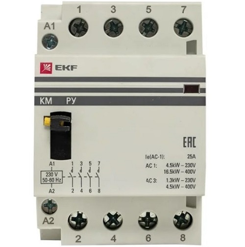 

Контактор EKF km-3m-20-40 КМ РУ 20А 4NO (3 мод.), km-3m-20-40