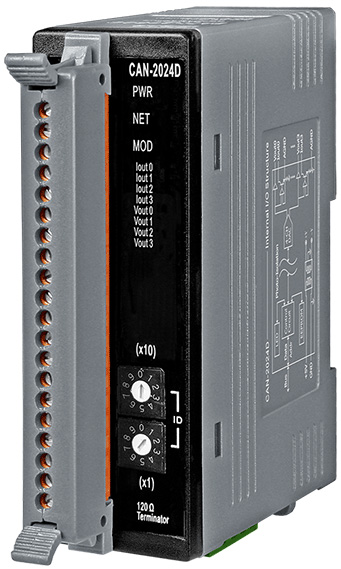 

Модуль ICP DAS CAN-2024D CR DeviceNet Slave Module of 4-channel 14-bit Analog Output, CAN-2024D CR