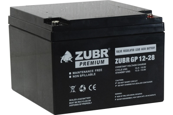 Изображение товара Аккумулятор ZUBR GP12-28 12 В 28 Ач AGM для ИБП и электромобилей