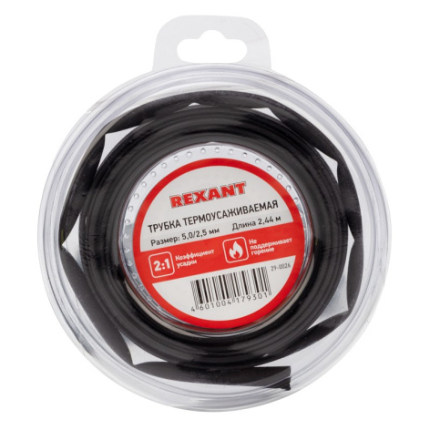 Изображение товара Термоусаживаемая трубка Rexant 29-0026 - Черная, 2.44 м, с клеевым слоем