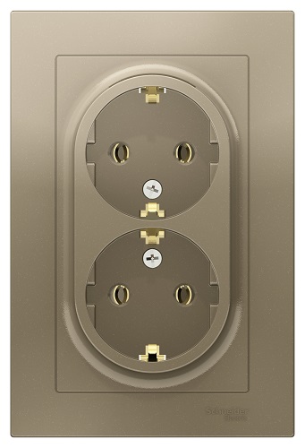 

Розетка Schneider Electric ATN000524 AtlasDesign, двойная, с заземлением, 16А, в сборе, шампань, ATN000524