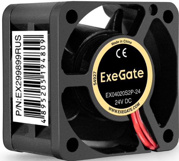 

Вентилятор для корпуса Exegate 24В DC EX04020S2P-24 EX299899RUS 40mm, 7000rpm, 29dBa, 24В DC EX04020S2P-24