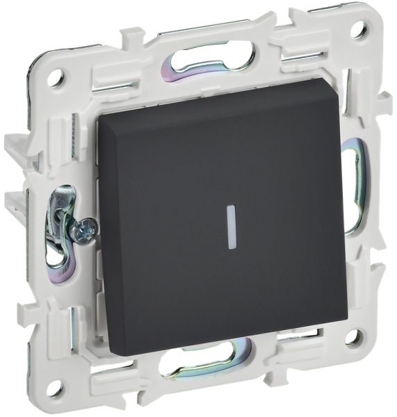 

Выключатель одноклавишный с подсветкой IEK SK-V10-1-10-K53 SKANDY 10А SK-V07G Графит, SK-V10-1-10-K53